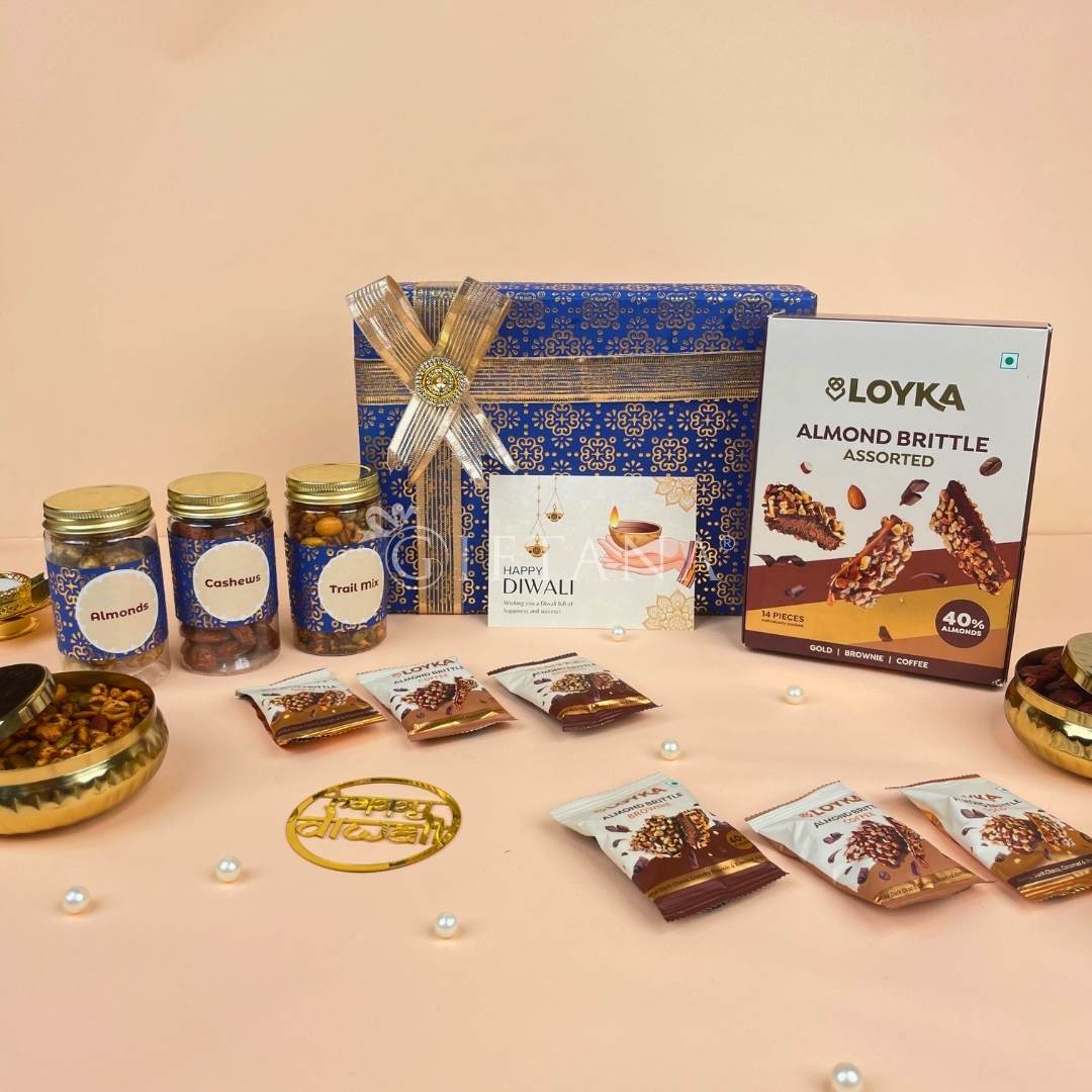 Corporate Diwali Gifts India – Premium Almond Brittle and Dry Fruits Hamper by Giftana (3) Corporate Diwali Gifts India Premium Almond Brittle and Dry Fruits Hamper by Giftana 3