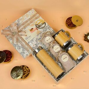 Deluxe Diwali Corporate Gift Set - Bamboo Bottle, Mugs & Nuts
