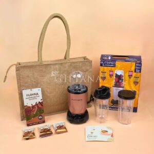 Diwali Tech & Treats Gift Set - Blender, Brittle & Jute Bag