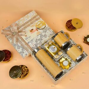 Festive Corporate Diwali Gift Hamper - Bamboo Bottle, Mugs & Chocolates