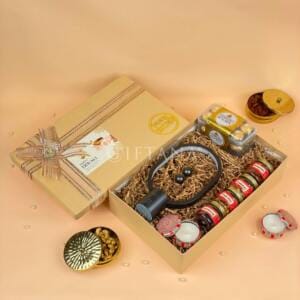 Luxury Diwali Gifts Hampers Online Magnetic Lamp Ferrero Dry Fruits 1