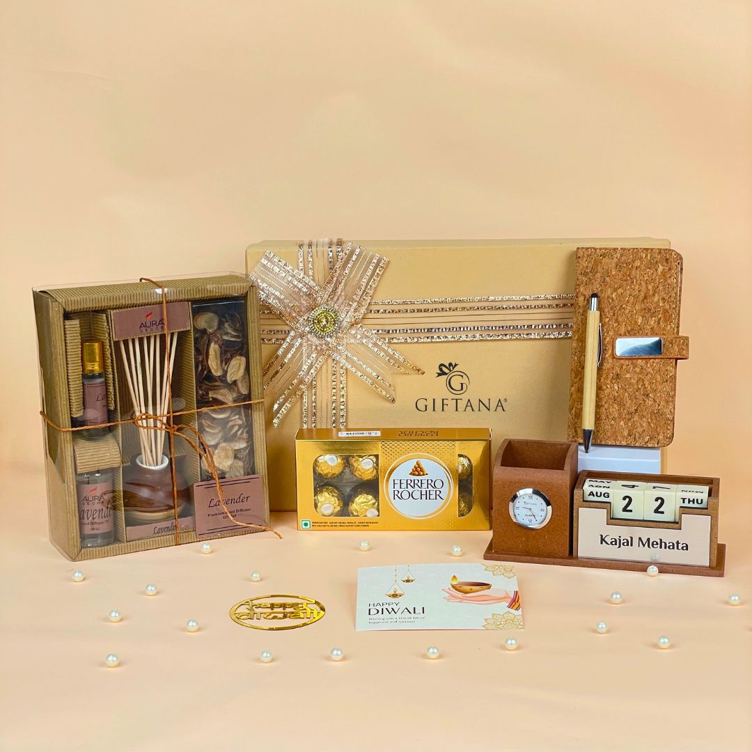 Premium Corporate Diwali Gifts Reed Diffuser and Desk Set (1) Premium Corporate Diwali Gifts Reed Diffuser and Desk Set