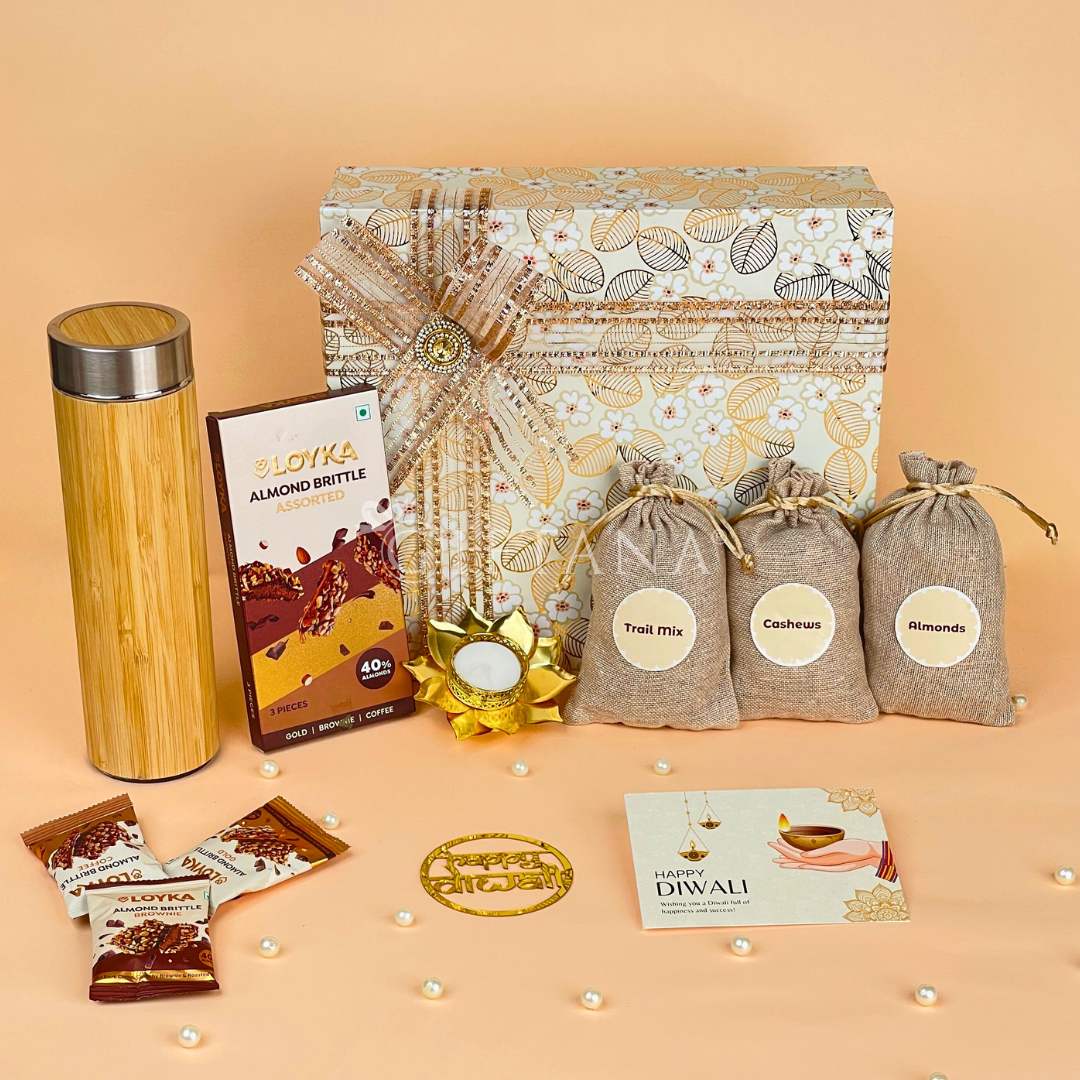 Premium Corporate Diwali Hamper – Bamboo Bottle & Dry Fruits (1) Premium Corporate Diwali Hamper Bamboo Bottle Dry Fruits 1