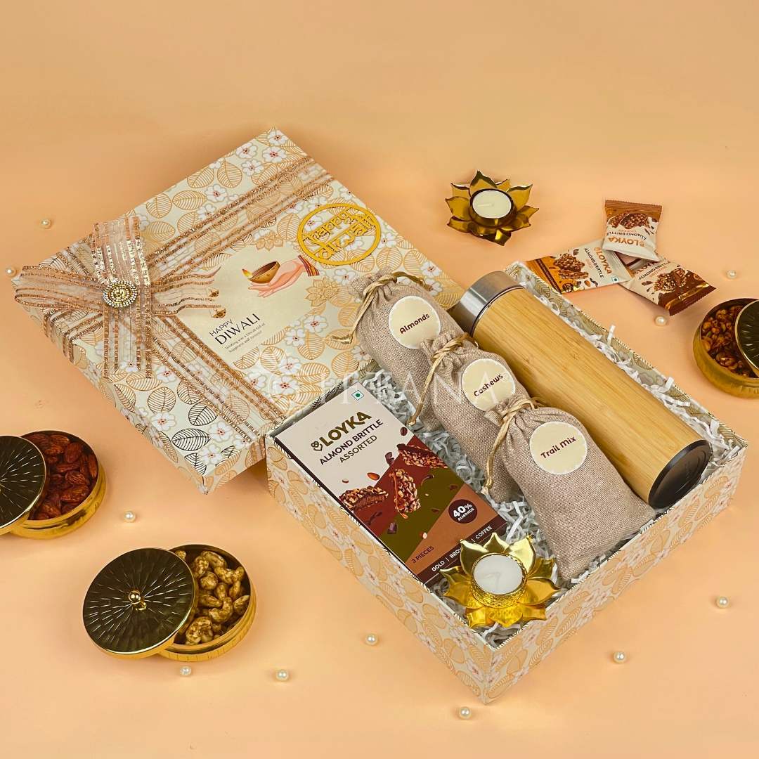 Premium Corporate Diwali Hamper – Bamboo Bottle & Dry Fruits (4) Premium Corporate Diwali Hamper Bamboo Bottle Dry Fruits 4