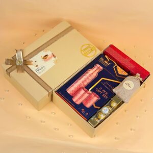 Copper Tranquil Treats Box Luxury Diwali Gifts with Bottle and Glasses 2 Copper Tranquil Treats Box Luxury Diwali Gifts with Bottle and Glasses 1