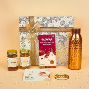 Copper Treats Set Luxury Diwali Gifts with Bottle and Dry Fruits