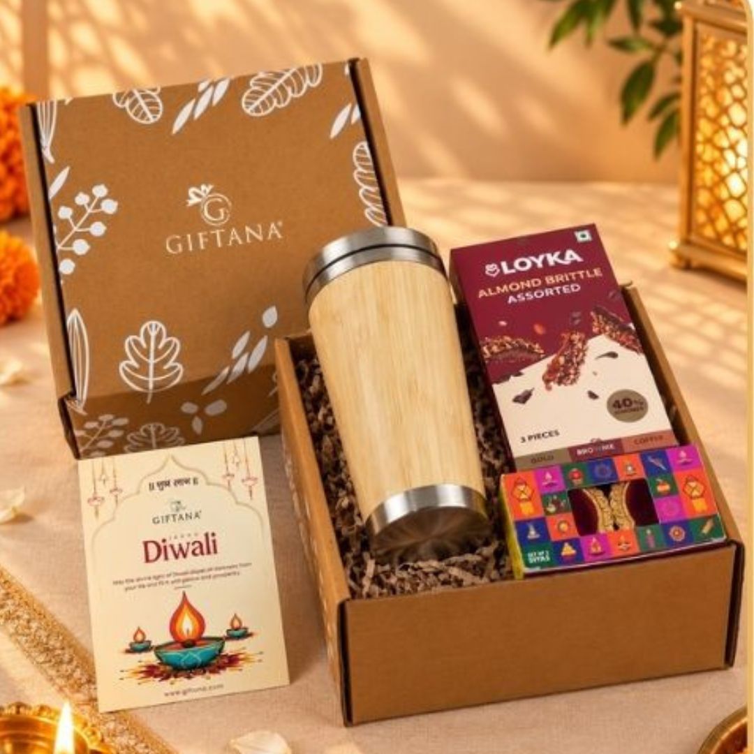 Giftana Diwali Gifts Set with Wooden Tumbler, Loyka & Lotus Diya - Giftana Giftana Diwali Gifts Set with Wooden Tumbler, Loyka & Lotus Diya - Giftana