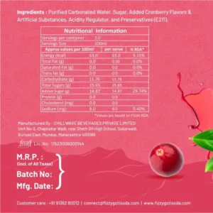 Cranberry Fizzy Goti Soda Pack of 5 1