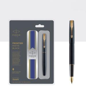 Frontier Matte Black Fountain Pen with Gold Trim