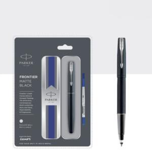 Frontier Matte Black Roller Ball Pen with Chrome Trim