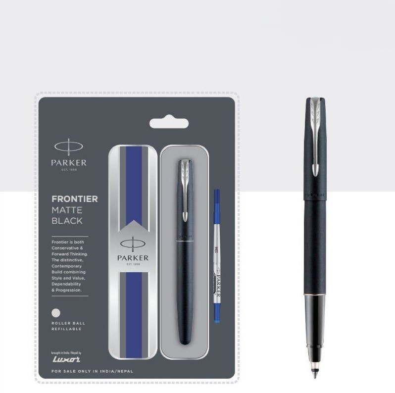 Frontier-Matte-Black-Roller-Ball-Pen-with-Chrome-Trim-2-1 Frontier Matte Black Roller Ball Pen with Chrome Trim