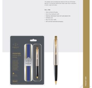 Frontier Stainless Steel Ball Pen with Gold Trim
