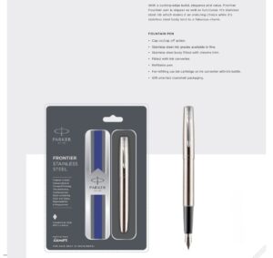 Frontier Stainless Steel Fountain Pen with Chrome Trim