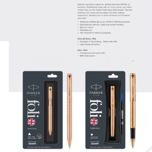 Parker Folio Rose Gold - Ball Pen & Roller Ball Pen