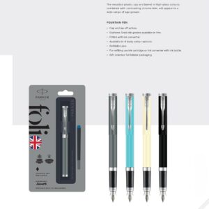 Parker Folio Standard Fountain Pen with Chrome Trim