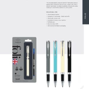 Parker Folio Standard Roller Ball Pen with Chrome Trim