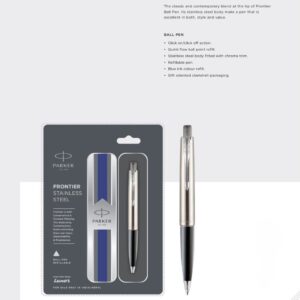 Parker Frontier Stainless Steel Ball Pen - Chrome Trim