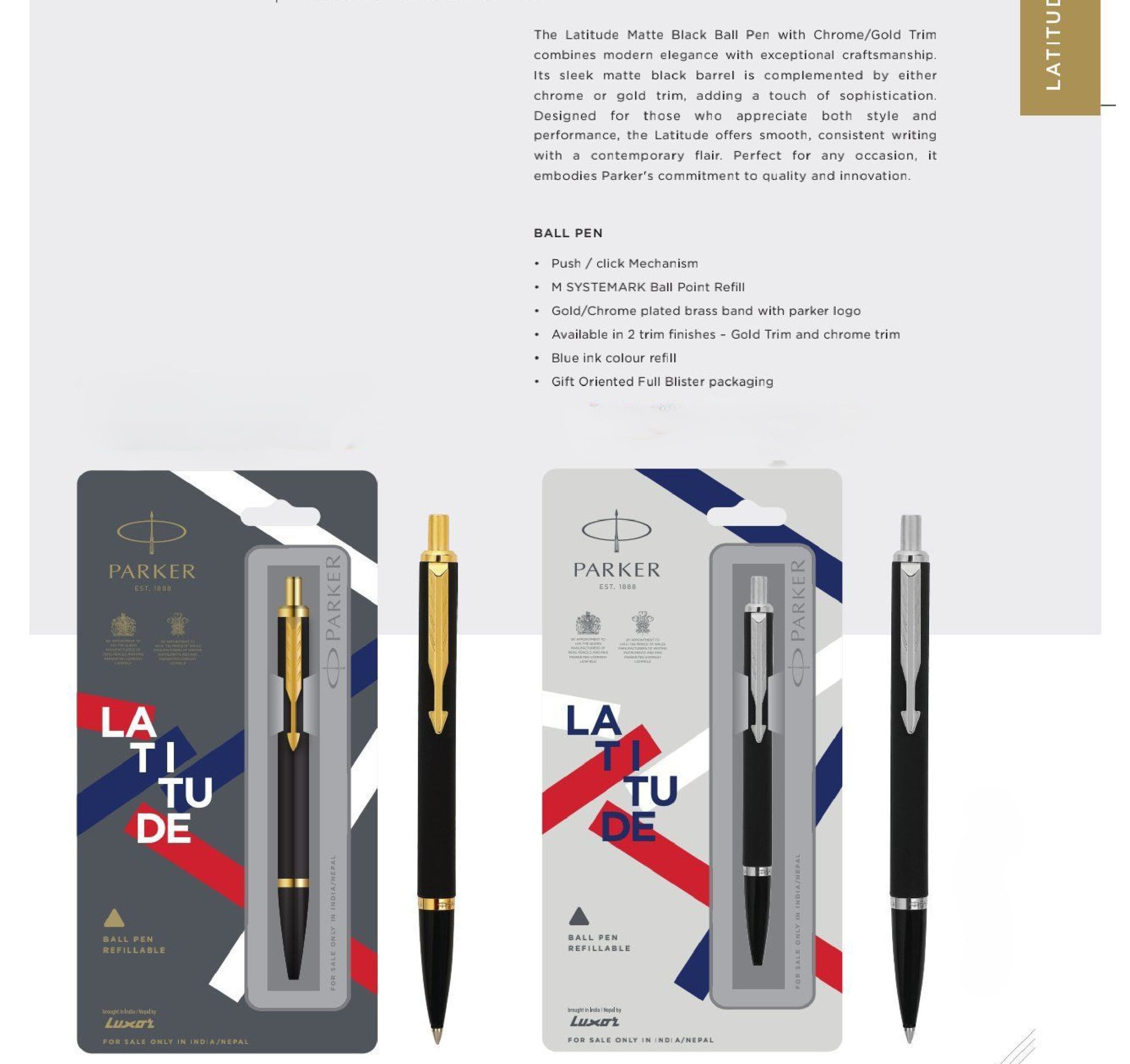 Parker Latitude Matte Black Ball Pen Parker Latitude Matte Black Ball Pen