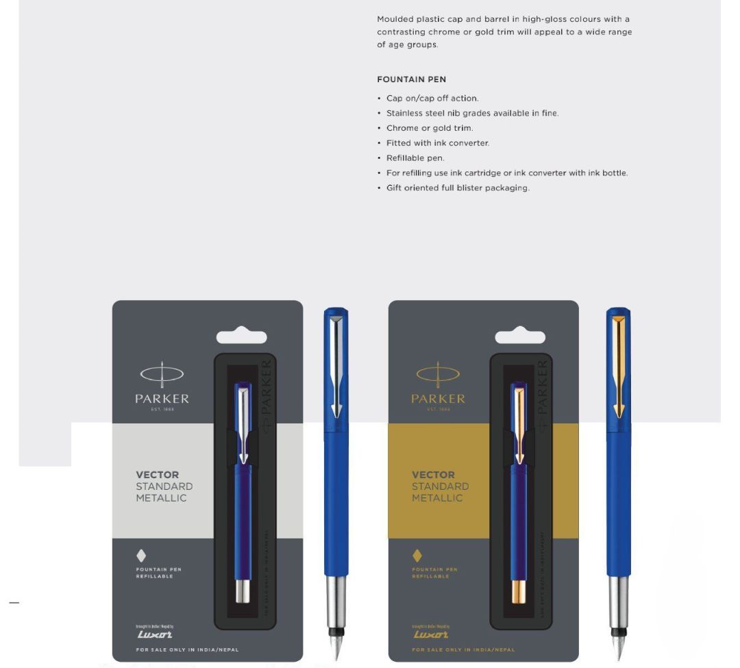 Parker Vector Standard Metallic Fountain Pen Parker Vector Standard Metallic Fountain Pen
