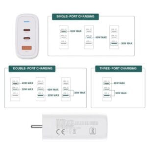 Wayona Usb C 65W GaN 3 Ports Type C Fast Charger Adapter