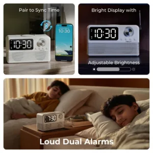 xech alarm clock for heavy sleepers mini clock speaker retro radio design eon max 1500x1500 3 35c6840b 2cc7 4d00 a890 07fa4668ce5c