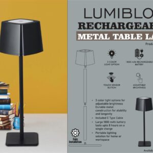 LumiBloc Smart Rechargeable Metal Table Lamp