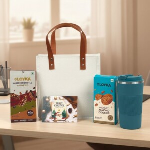 New Year Premium Gift Hamper – Jute Bag, Tumbler & Treats