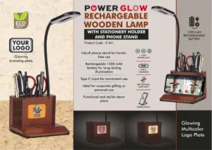 PowerGlow Wooden Desk Lamp