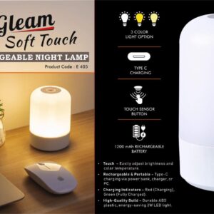 Gleam Soft Touch Rechargeable Night Lamp