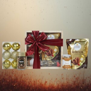 The Golden Christmas Box with Chocolate & Decoration