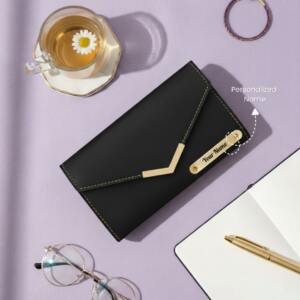 womens wallet jewellry box heart pendent day card black 1