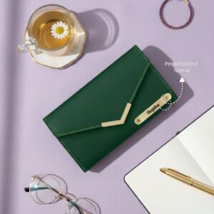 womens wallet jewellry box heart pendent day card green 3