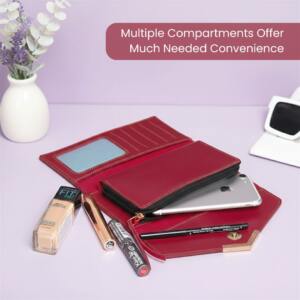 womens wallet jewellry box heart pendent day card maroon red 1