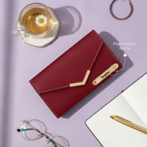 womens wallet jewellry box heart pendent day card maroon red 3