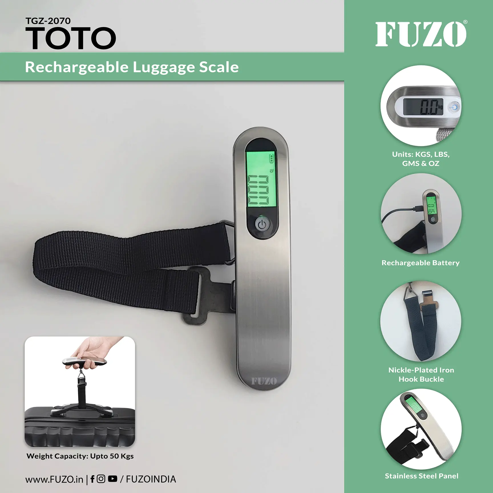 Portable Rechargeable Luggage Weight Scale 1 Portable Rechargeable Luggage Weight Scale