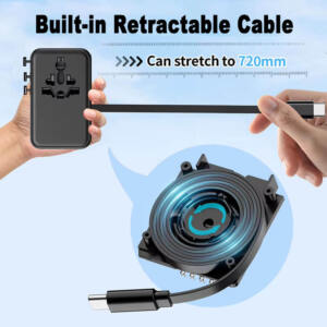 All-in-One Travel Adapter with Retractable Cable