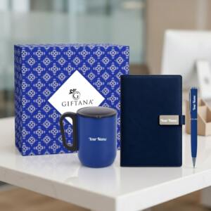 3 in 1 Notebook Diary S2 Pen Coffee Mug blue