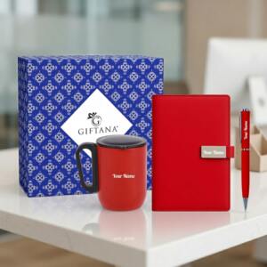 3 in 1 Notebook Diary S2 Pen Coffee Mug red