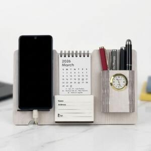 5 in 1 Calendar Desk Stand with Clock