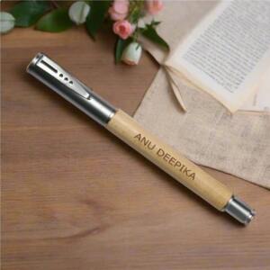 Personalized Wooden Barrel Executive Pen with Metal Cap