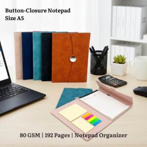 Button Closure A5 Premium Organizer Notepad Diary