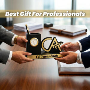 Custom CA Desk Organizer Gift with Clock Pen Set 6