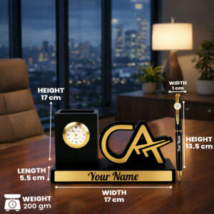 Custom CA Desk Organizer Gift with Clock Pen Set 7