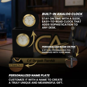 Custom CA Desk Organizer Gift with Clock Pen Set 9