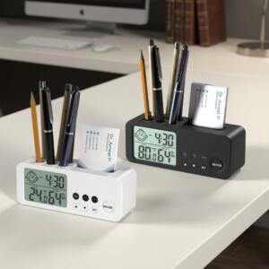 Decision Making Digital Clock with Pen Stand Card Holder 2