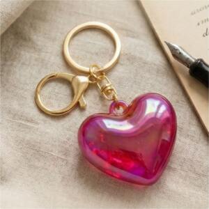 Glossy Heart Charm Keychain