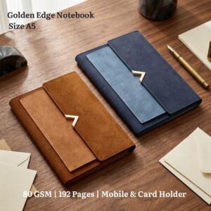 Golden Edge A5 Premium Mobile & Card Holder Notebook Diary