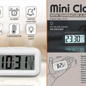 Mini Digital Clock with Temperature & Backlight