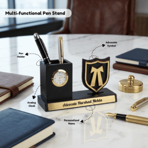 Personalized AD Symbol Pen Stand with Clock 2