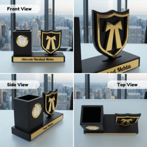 Personalized AD Symbol Pen Stand with Clock 3